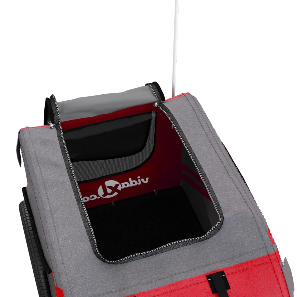 Glamorous Pups : vidaXL Pet Bike Trailer Red and Grey Oxford fabric, Iron, PVC One Size