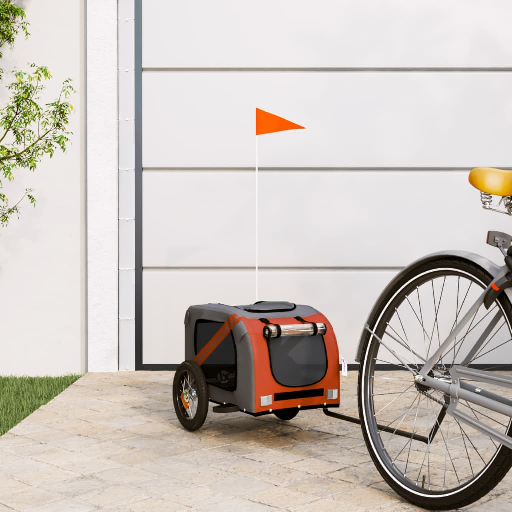 Glamorous Pups : vidaXL Pet Bike Trailer Orange and Grey Oxford fabric, Iron, PVC