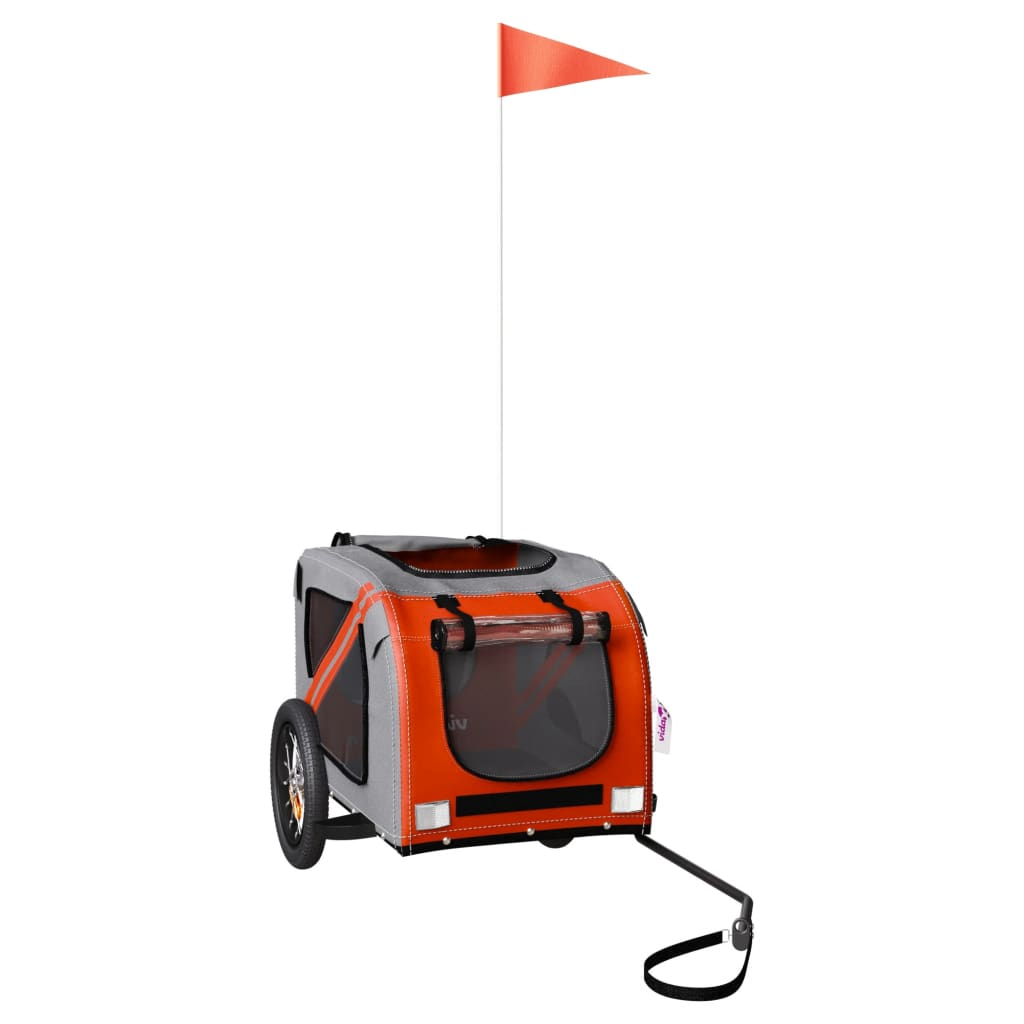Glamorous Pups : vidaXL Pet Bike Trailer Orange and Grey Oxford fabric, Iron, PVC