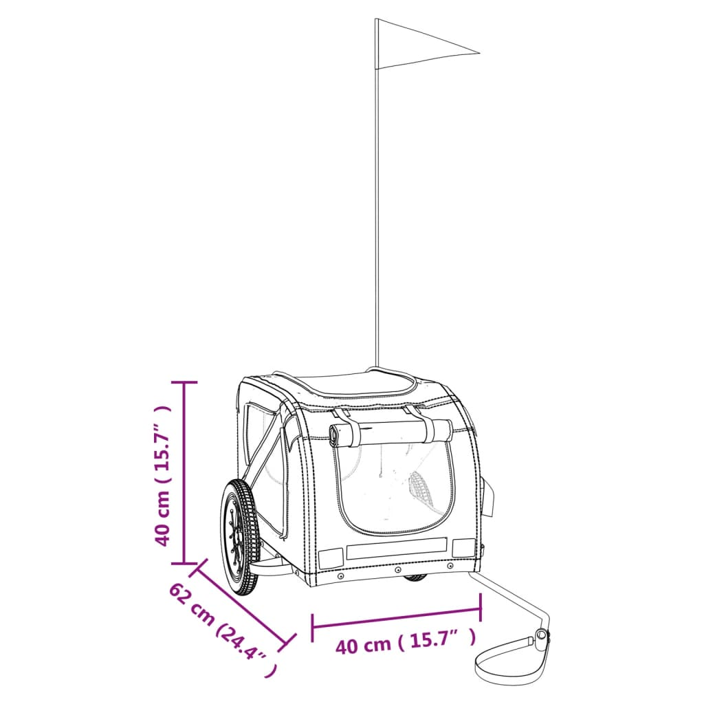 Glamorous Pups : vidaXL Pet Bike Trailer Orange and Grey Oxford fabric, Iron, PVC