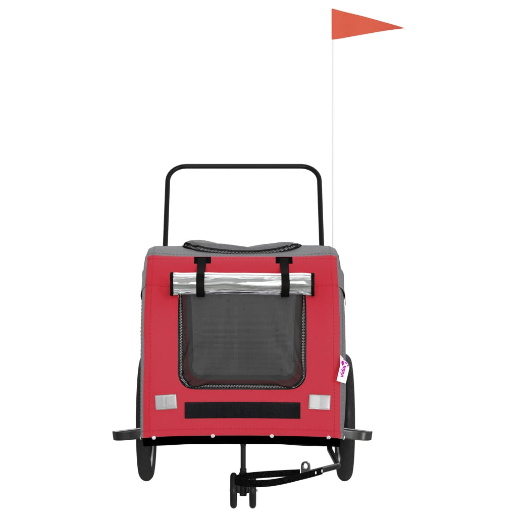 Glamorous Pups : vidaXL Pet Bike Trailer Red and grey Oxford fabric, iron, PVC Small