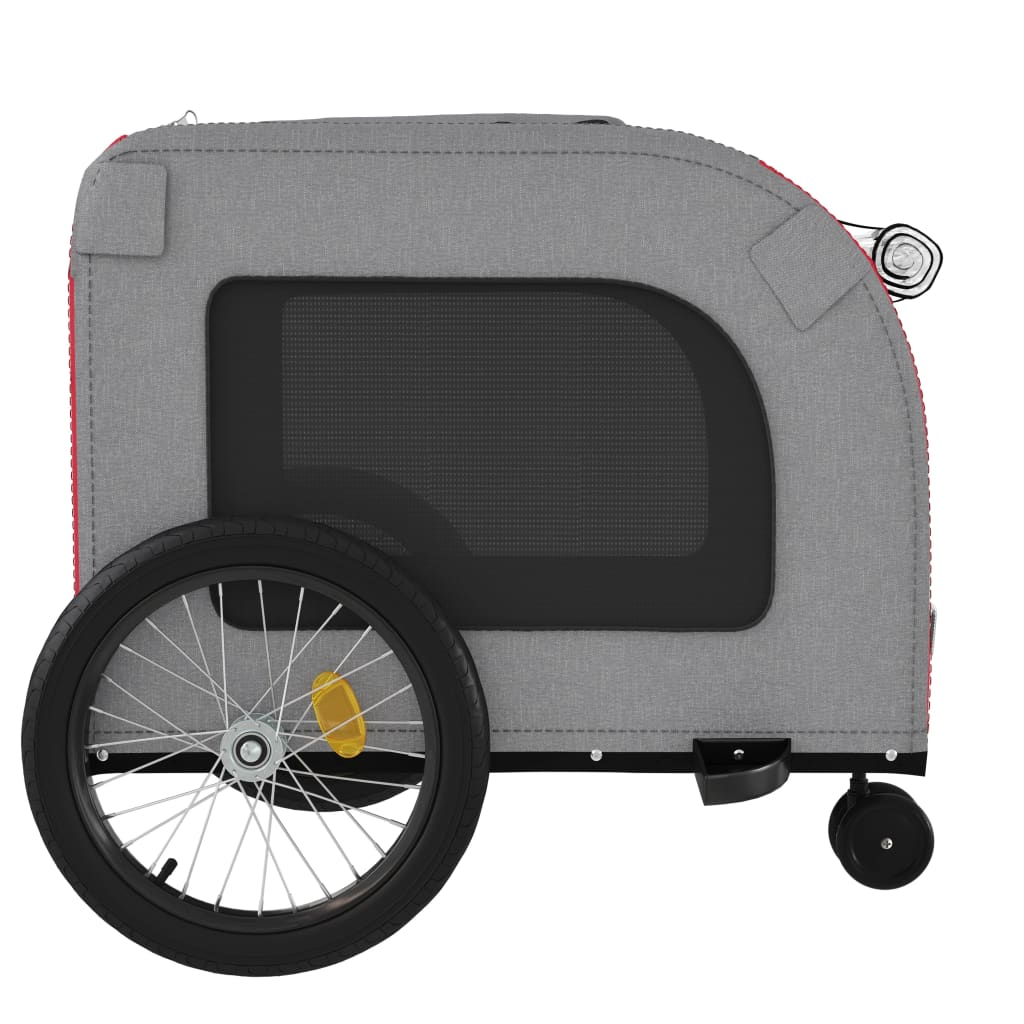 Glamorous Pups : vidaXL Pet Bike Trailer Red and grey Oxford fabric, iron, PVC Small