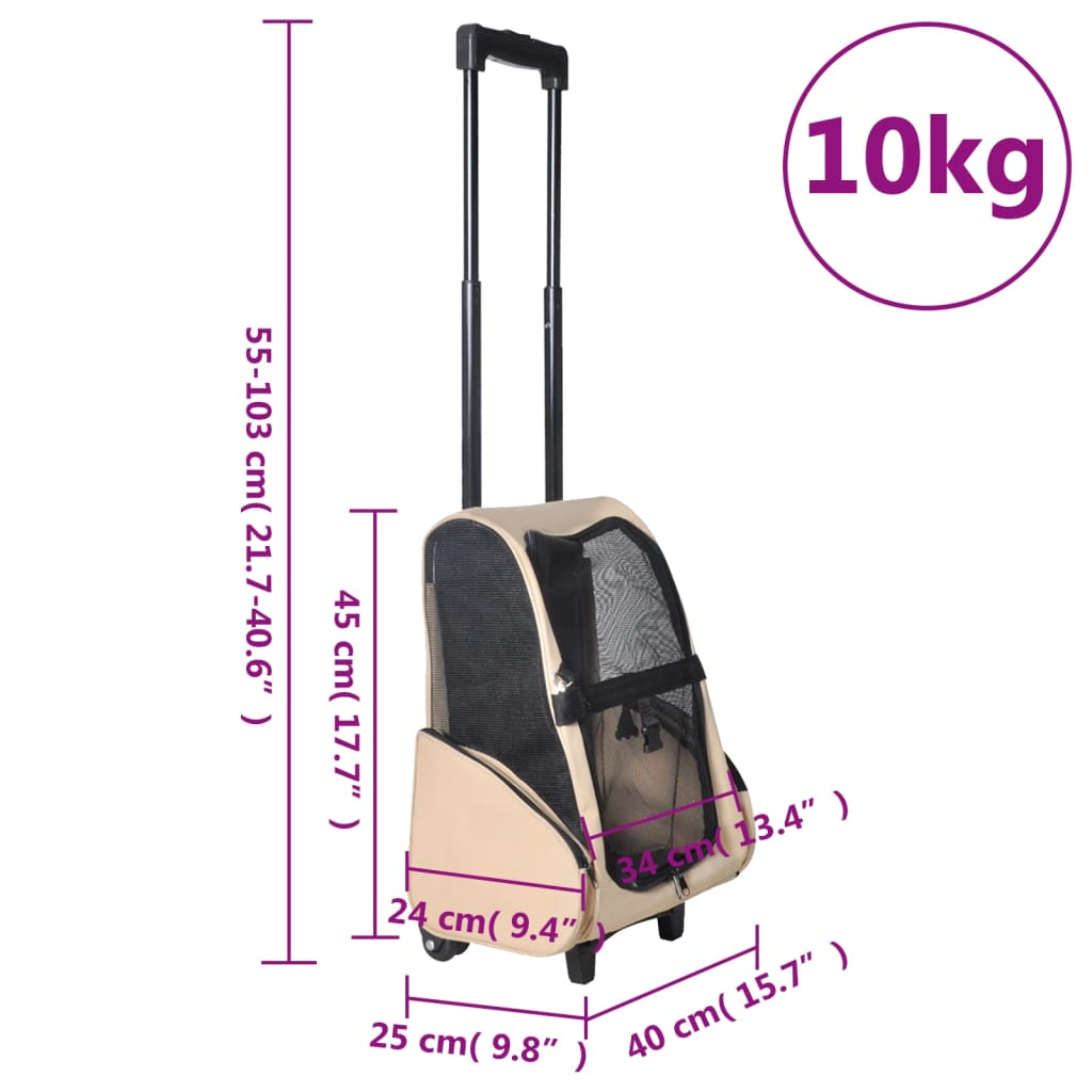 Glamorous Pups : vidaXL Pet Carrier Beige Polyester and Metal Suitable for small pets