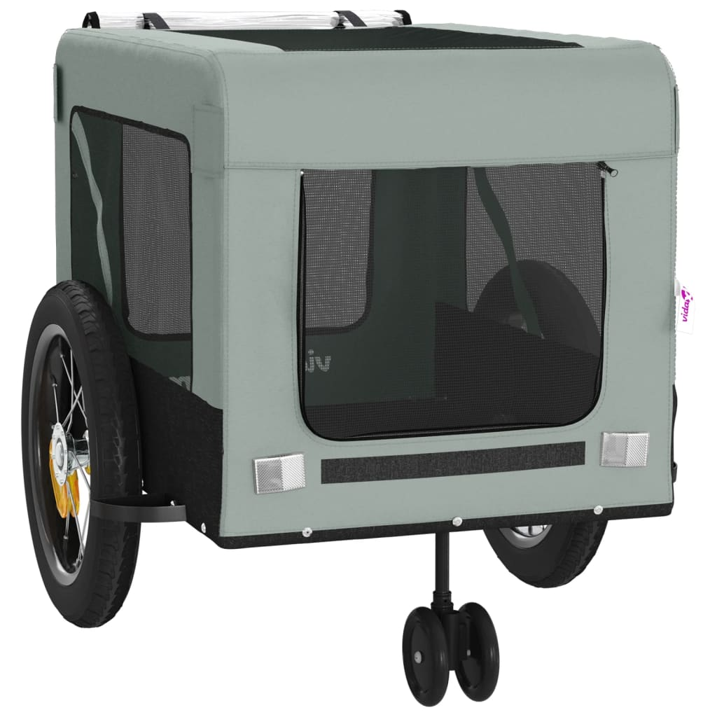 Glamorous Pups : vidaXL Pet Bike Trailer Grey and Black Oxford Fabric, Iron, PVC Medium