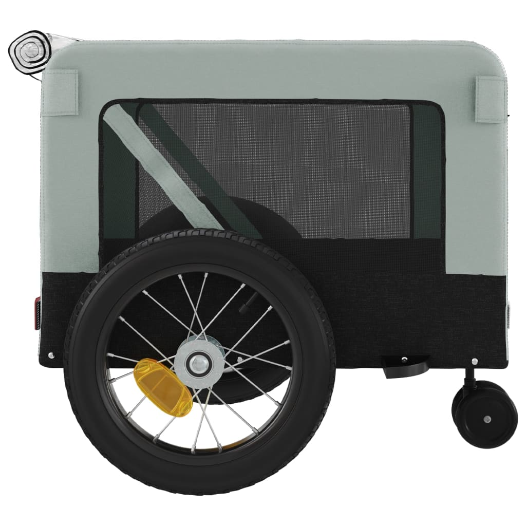Glamorous Pups : vidaXL Pet Bike Trailer Grey and Black Oxford Fabric, Iron, PVC Medium