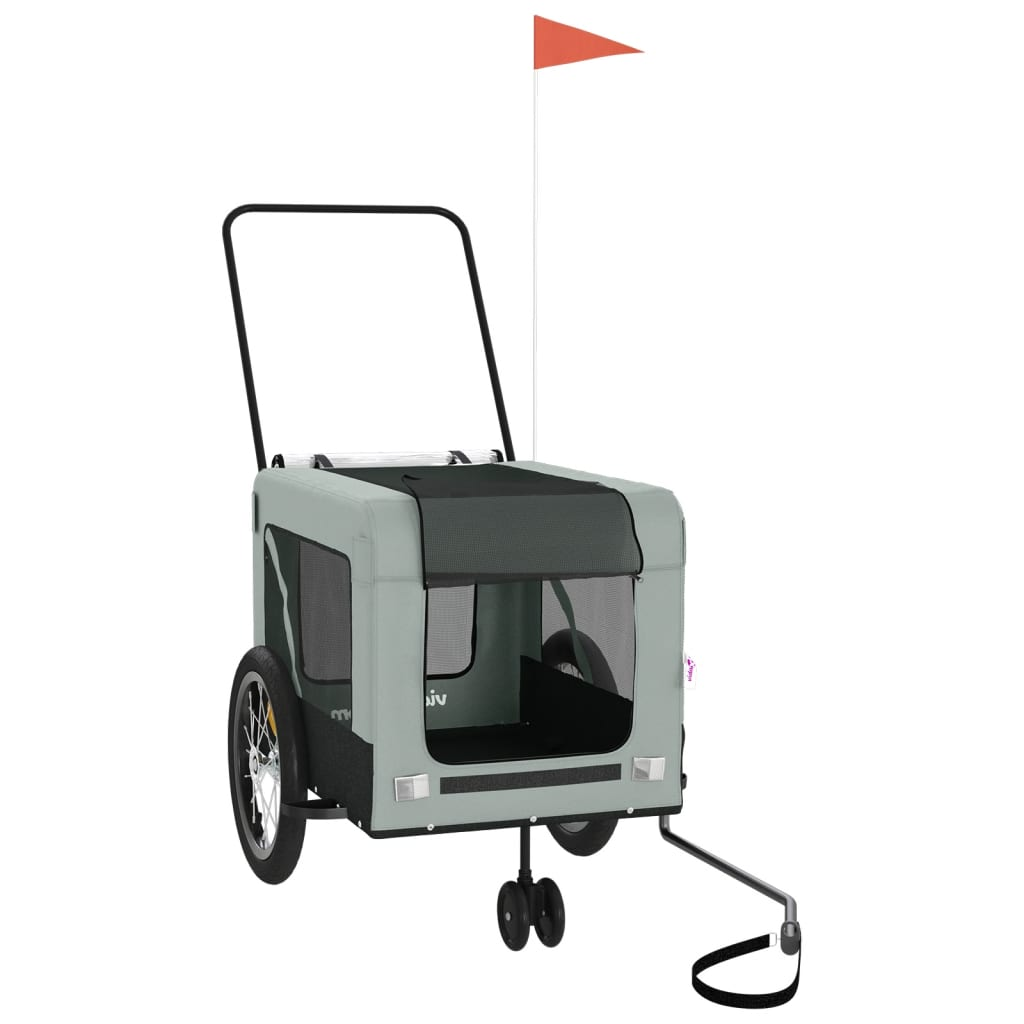 Glamorous Pups : vidaXL Pet Bike Trailer Grey and black Oxford fabric, iron, PVC Medium