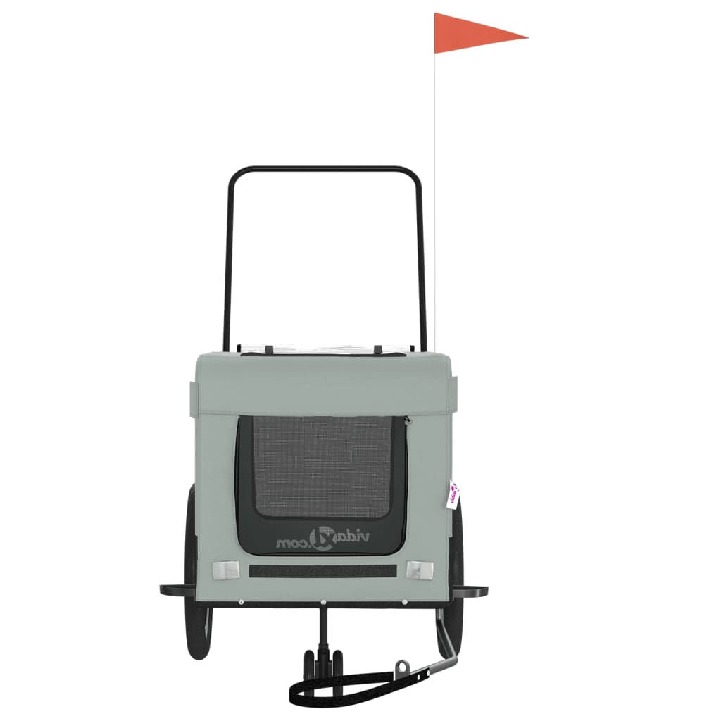 Glamorous Pups : vidaXL Pet Bike Trailer Grey and black Oxford fabric, iron, PVC Medium