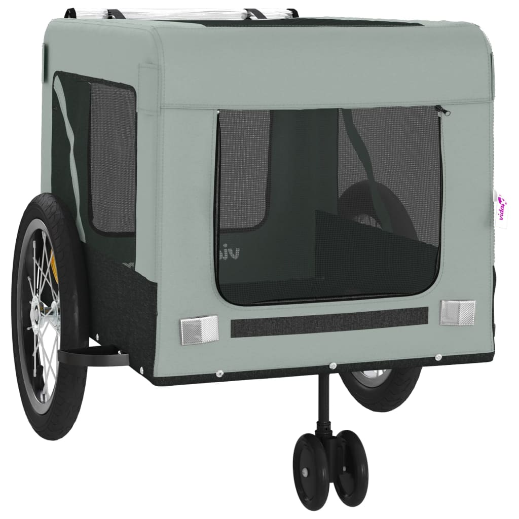 Glamorous Pups : vidaXL Pet Bike Trailer Grey and black Oxford fabric, iron, PVC Medium