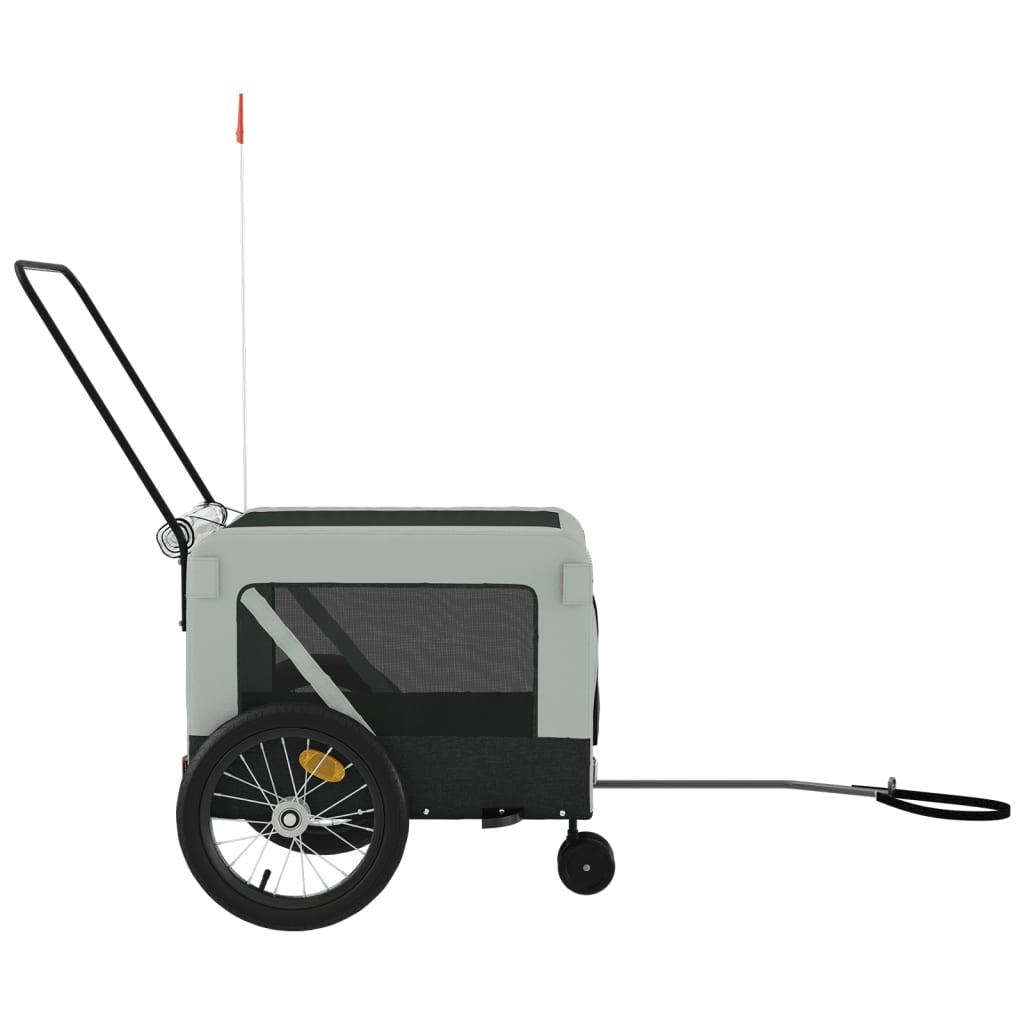 Glamorous Pups : vidaXL Pet Bike Trailer Grey and black Oxford fabric, iron, PVC Medium