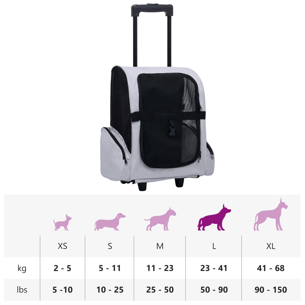 Glamorous Pups : vidaXL Pet Trolley Grey Fabric Collapsible Pet Trolley Rectangular