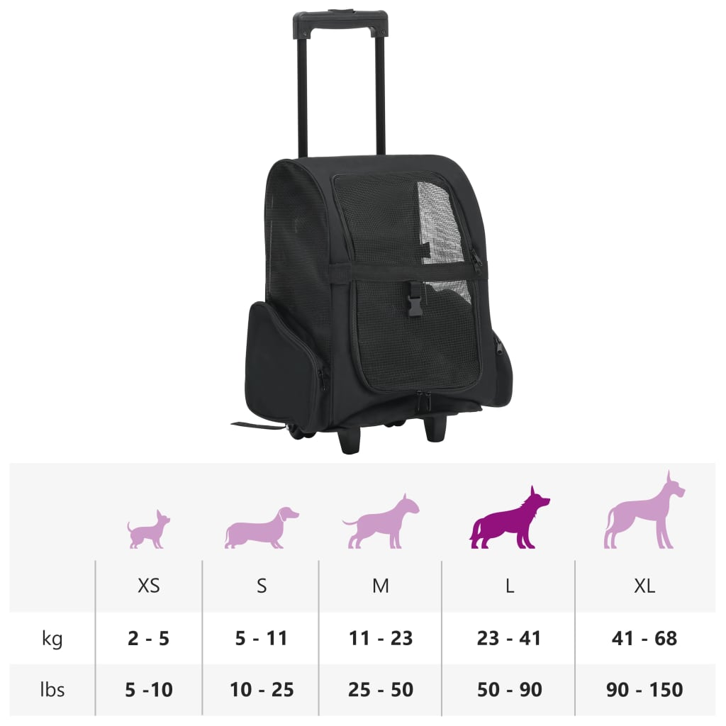 Glamorous Pups : vidaXL Pet Trolley Black Fabric, metal Small Foldable Pet Trolley