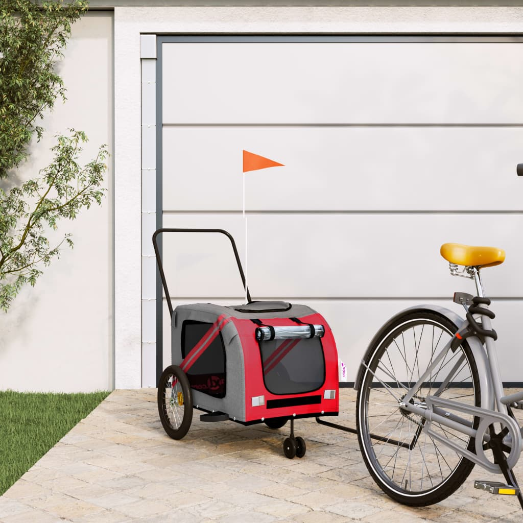 Glamorous Pups : vidaXL Pet Bike Trailer Orange and Grey Oxford Fabric, Iron, PVC Medium