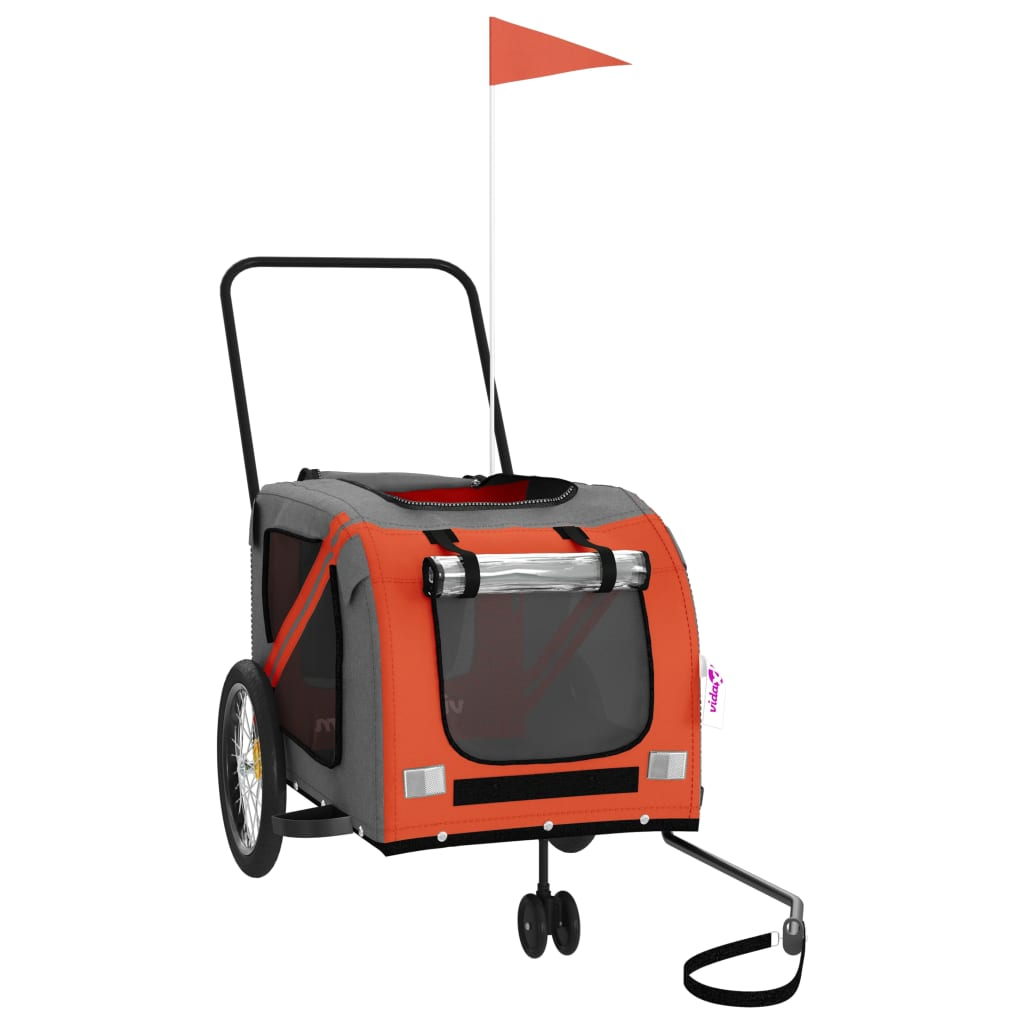 Glamorous Pups : vidaXL Pet Bike Trailer Orange and Grey Oxford Fabric, Iron, PVC Medium