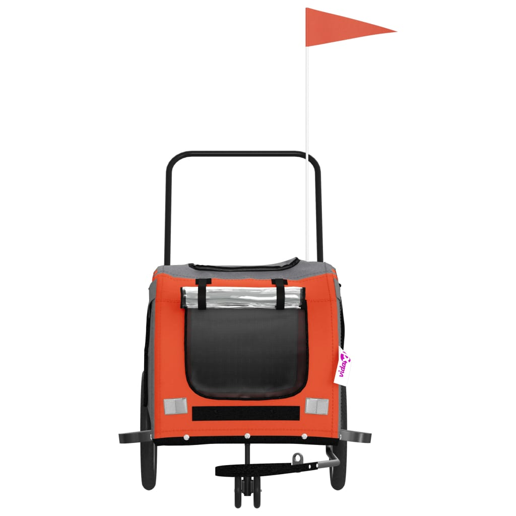 Glamorous Pups : vidaXL Pet Bike Trailer Orange and Grey Oxford Fabric, Iron, PVC Medium