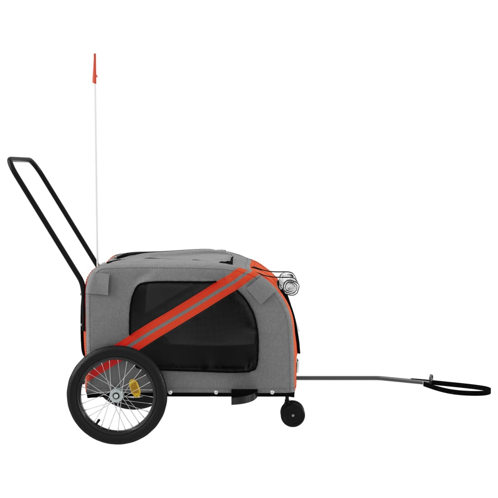 Glamorous Pups : vidaXL Pet Bike Trailer Orange and Grey Oxford Fabric, Iron, PVC Medium