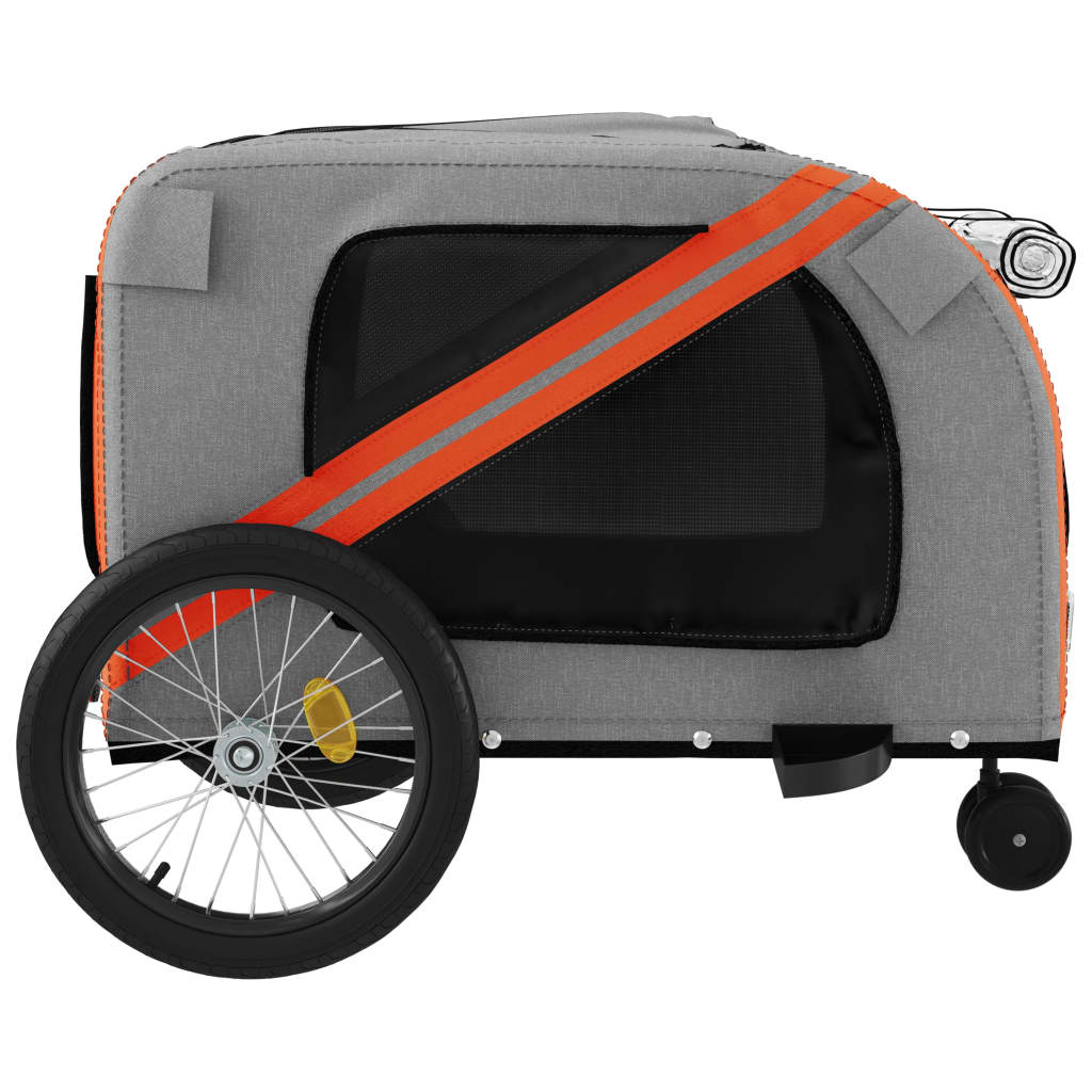 Glamorous Pups : vidaXL Pet Bike Trailer Orange and Grey Oxford Fabric, Iron, PVC Medium