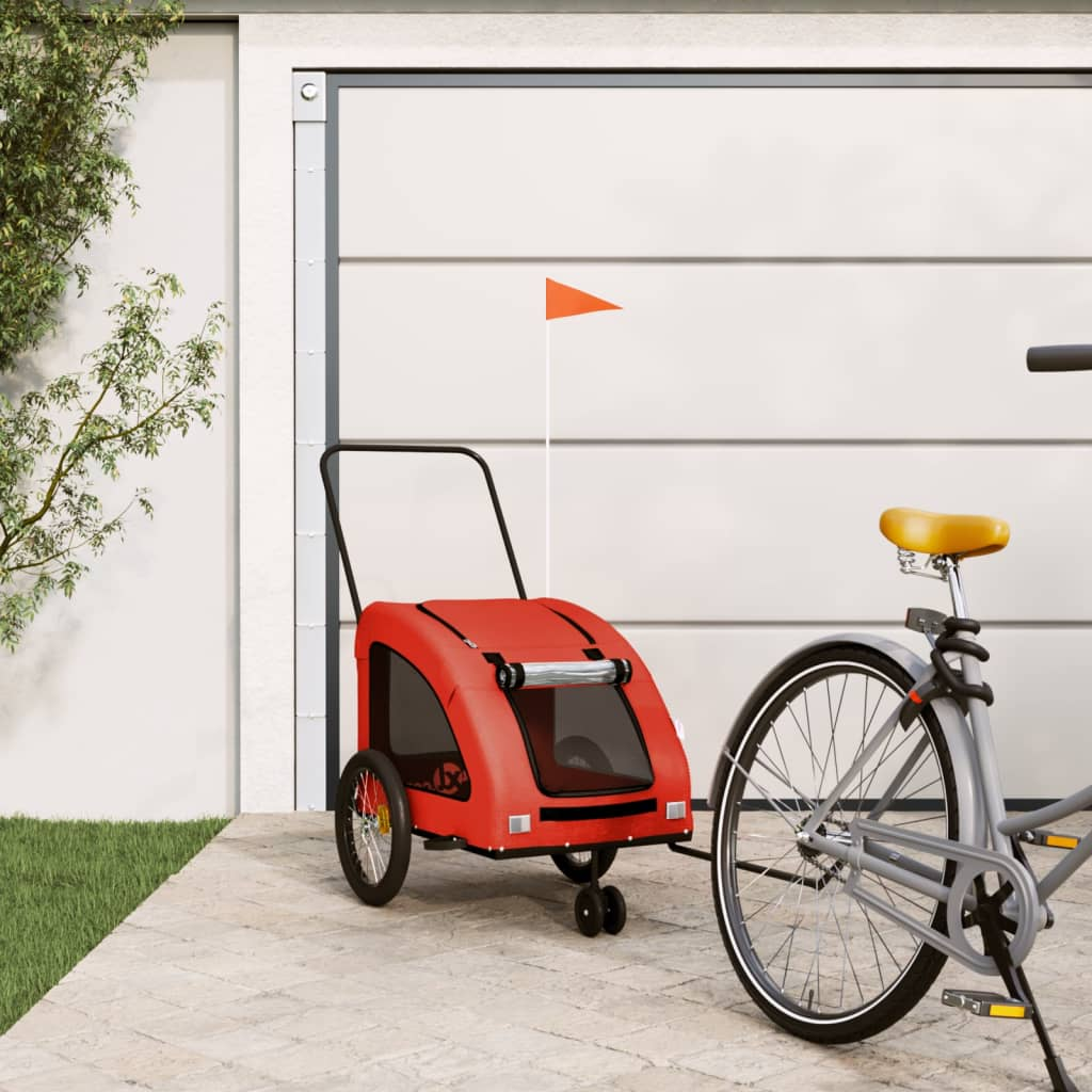 Glamorous Pups : vidaXL Pet Bike Trailer Orange and Grey Oxford Fabric, Iron, PVC