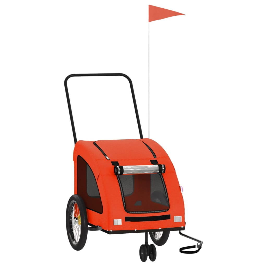 Glamorous Pups : vidaXL Pet Bike Trailer Orange and Grey Oxford Fabric, Iron, PVC