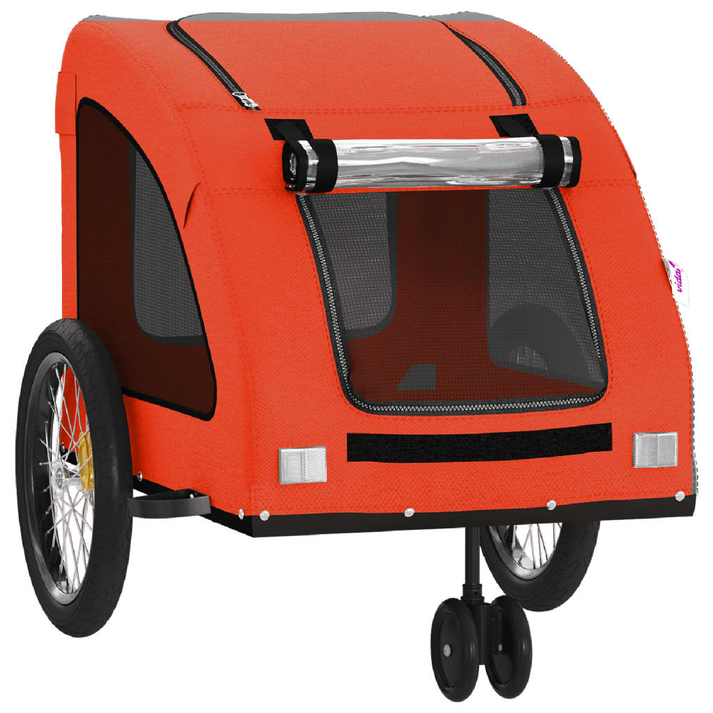 Glamorous Pups : vidaXL Pet Bike Trailer Orange and Grey Oxford Fabric, Iron, PVC