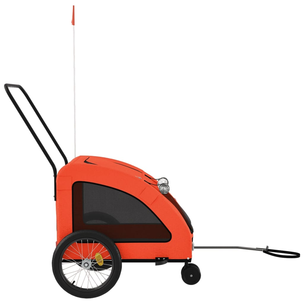 Glamorous Pups : vidaXL Pet Bike Trailer Orange and Grey Oxford Fabric, Iron, PVC