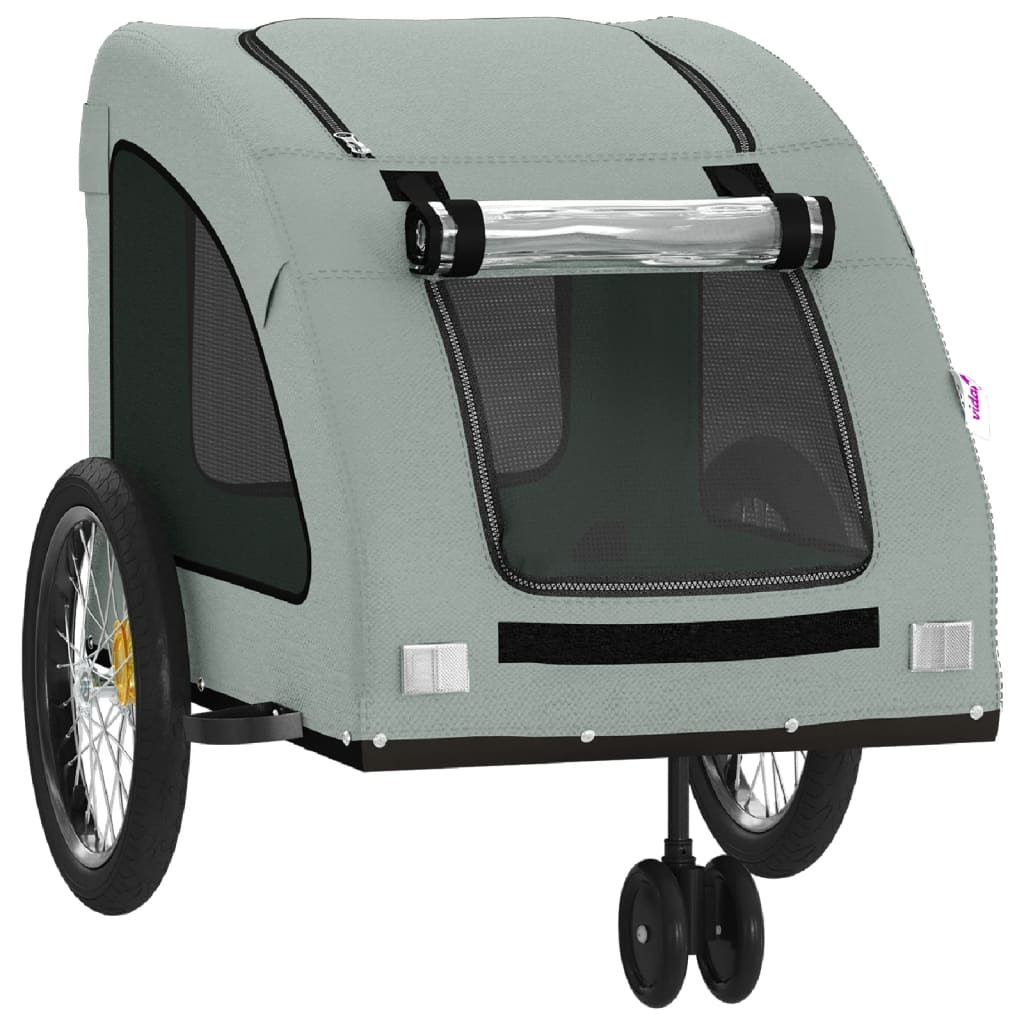 Glamorous Pups : vidaXL Pet Bike Trailer Grey Oxford fabric, iron, PVC Medium Durable
