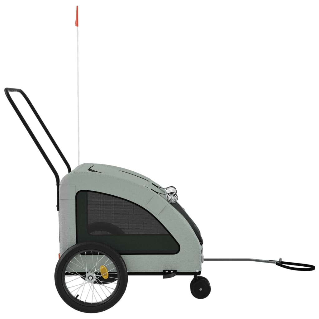 Glamorous Pups : vidaXL Pet Bike Trailer Grey Oxford fabric, iron, PVC Medium Durable