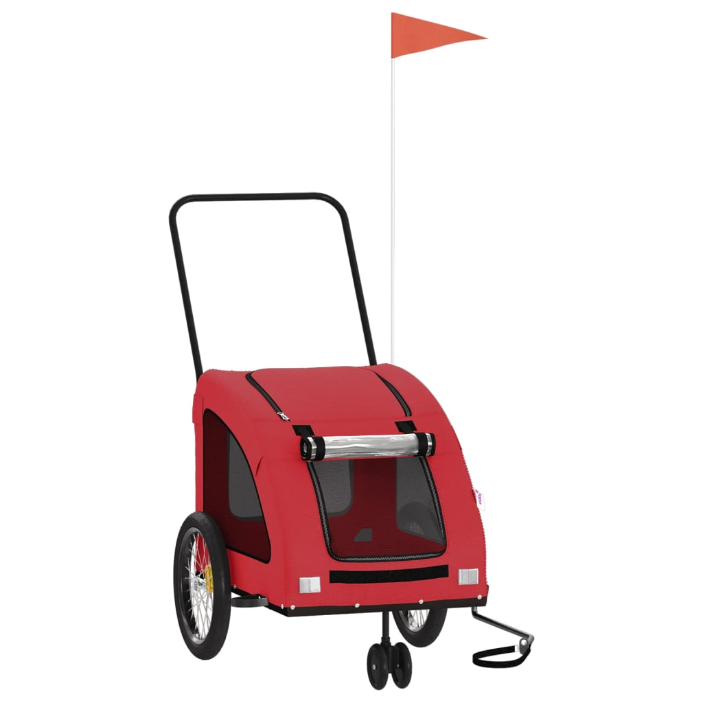 Glamorous Pups : vidaXL Pet Bike Trailer Red Oxford Fabric 53.9 x 26.8 x 28.3 in