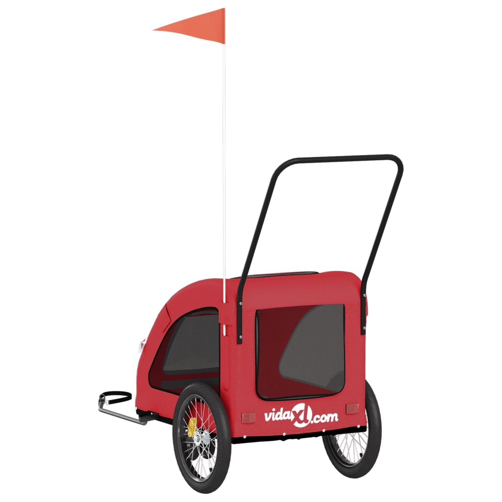 Glamorous Pups : vidaXL Pet Bike Trailer Red Oxford Fabric 53.9 x 26.8 x 28.3 in