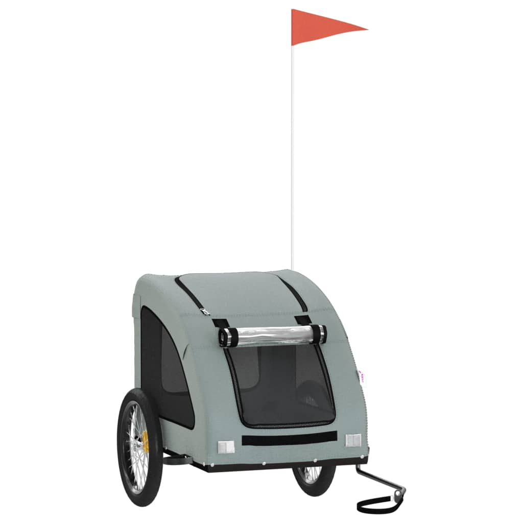 Glamorous Pups : vidaXL Pet Bike Trailer Grey Oxford Fabric, Iron, PVC Small Foldable