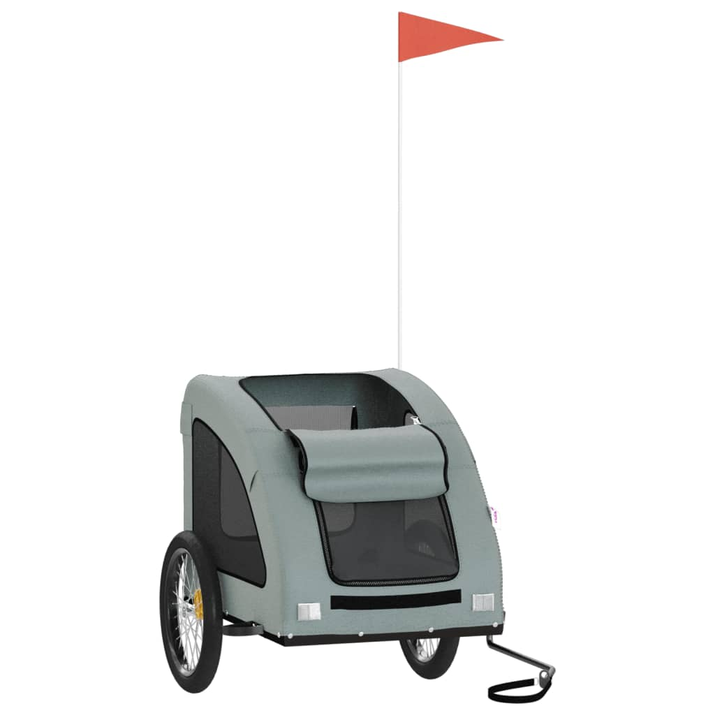 Glamorous Pups : vidaXL Pet Bike Trailer Grey Oxford Fabric, Iron, PVC Small Foldable