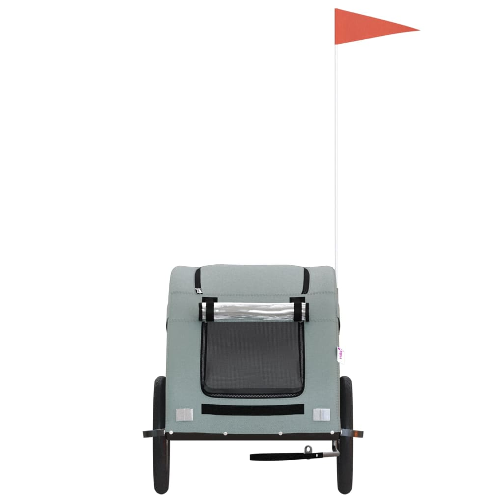 Glamorous Pups : vidaXL Pet Bike Trailer Grey Oxford Fabric, Iron, PVC Small Foldable