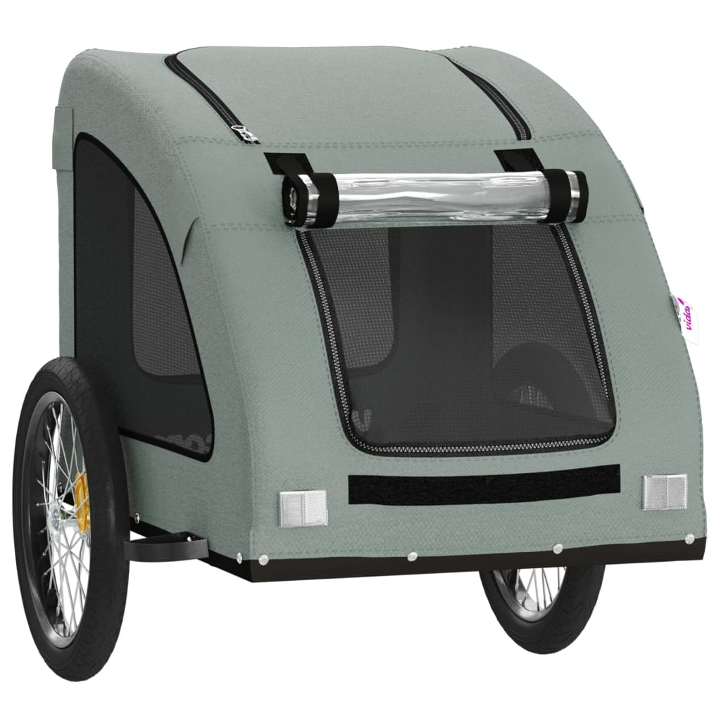 Glamorous Pups : vidaXL Pet Bike Trailer Grey Oxford Fabric, Iron, PVC Small Foldable