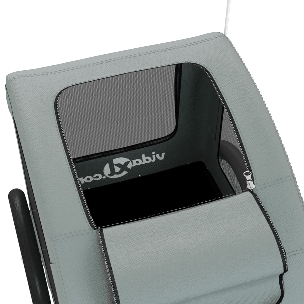 Glamorous Pups : vidaXL Pet Bike Trailer Grey Oxford Fabric, Iron, PVC Small Foldable