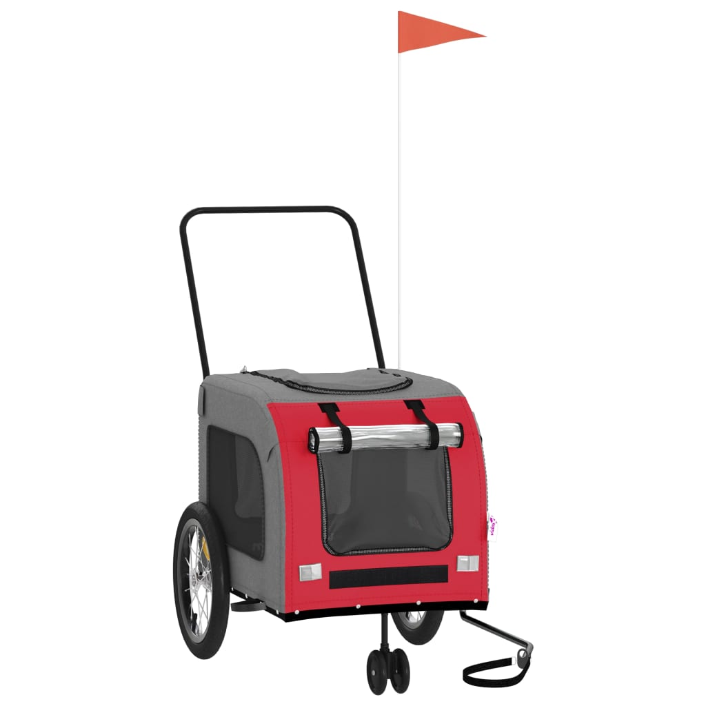 Glamorous Pups : vidaXL Pet Bike Trailer Red and Grey Oxford Fabric and Iron