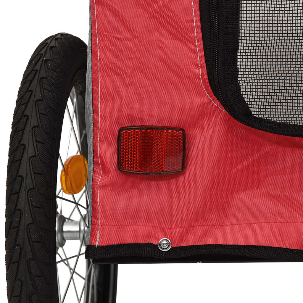 Glamorous Pups : vidaXL Pet Bike Trailer Red and Grey Oxford Fabric and Iron
