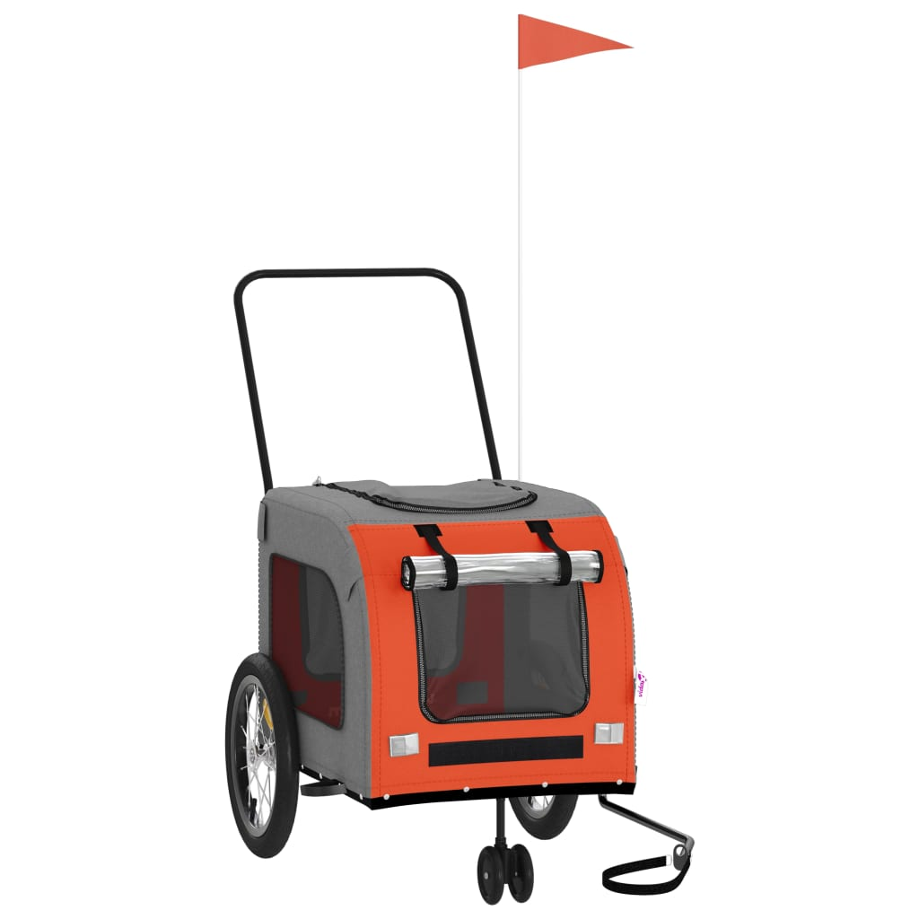 Glamorous Pups : vidaXL Pet Bike Trailer Orange and Grey Oxford fabric, Iron, PVC Compact