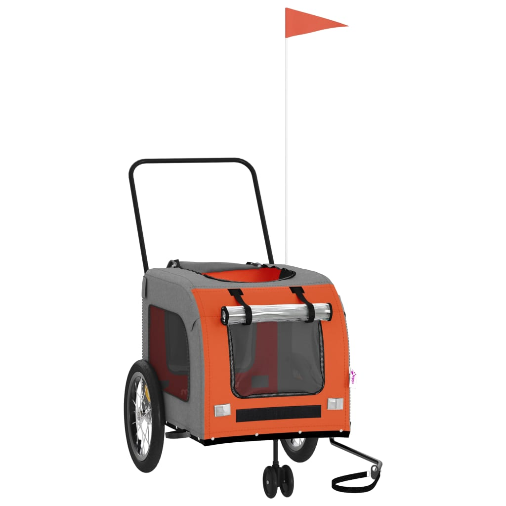 Glamorous Pups : vidaXL Pet Bike Trailer Orange and Grey Oxford fabric, Iron, PVC Compact