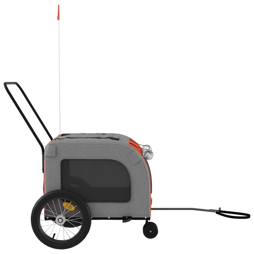 Glamorous Pups : vidaXL Pet Bike Trailer Orange and Grey Oxford fabric, Iron, PVC Compact