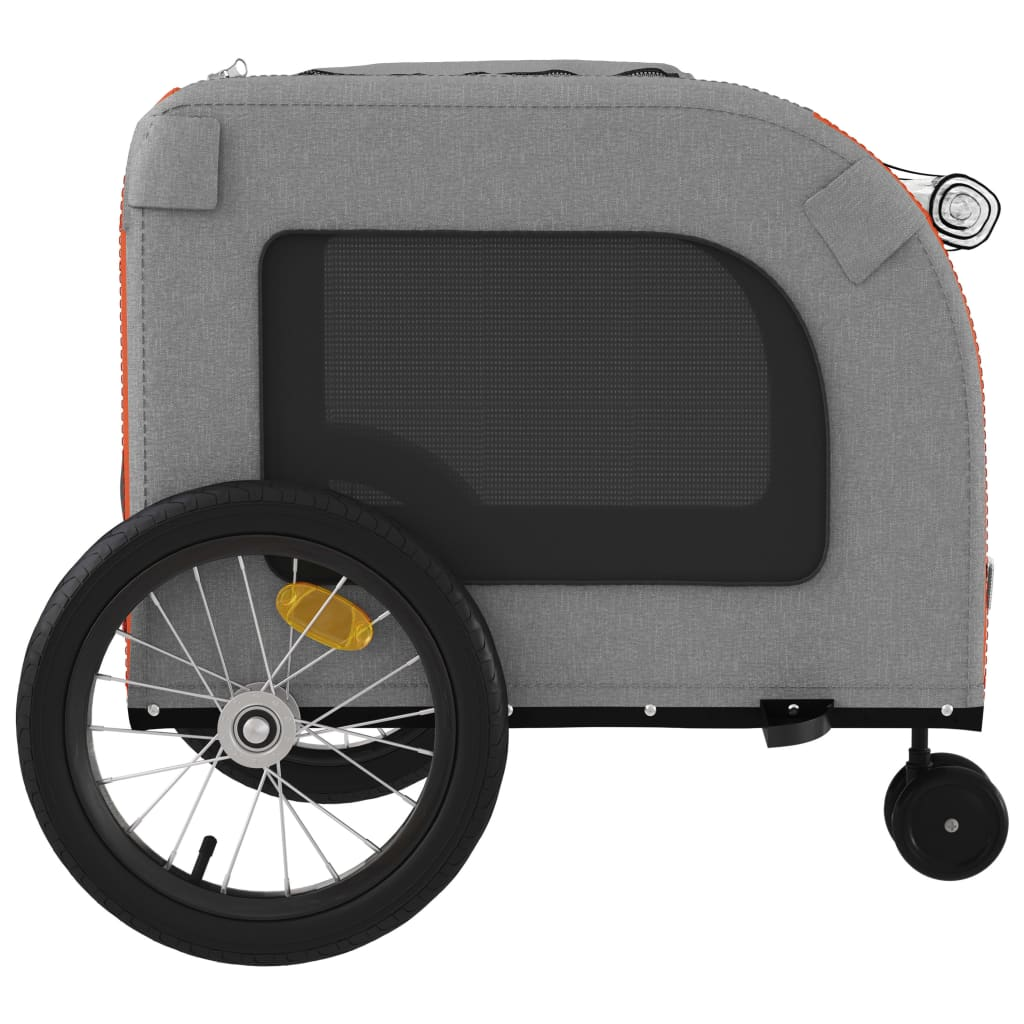Glamorous Pups : vidaXL Pet Bike Trailer Orange and Grey Oxford fabric, Iron, PVC Compact