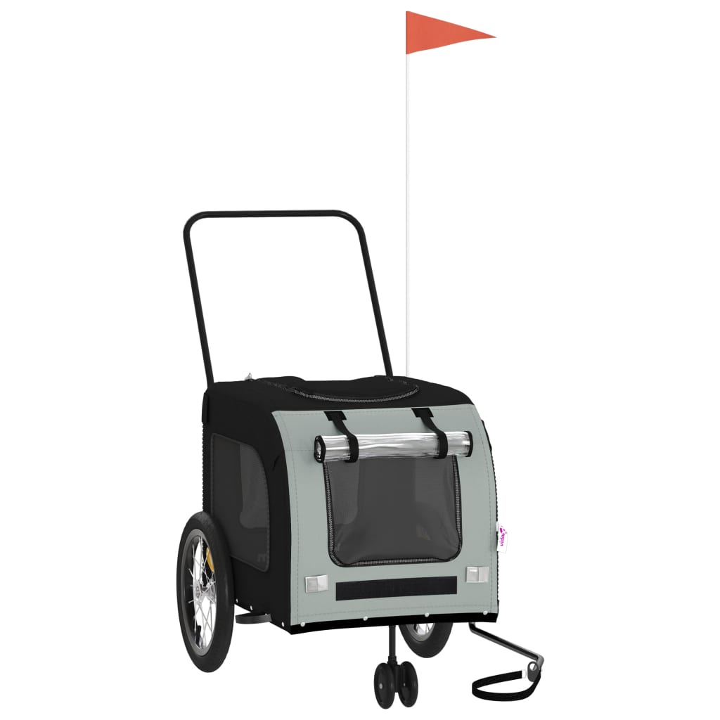 Glamorous Pups : vidaXL Pet Bike Trailer Black and Grey Oxford fabric, Iron, PVC Small
