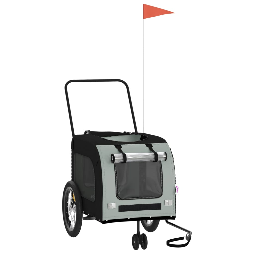 Glamorous Pups : vidaXL Pet Bike Trailer Black and Grey Oxford fabric, Iron, PVC Small