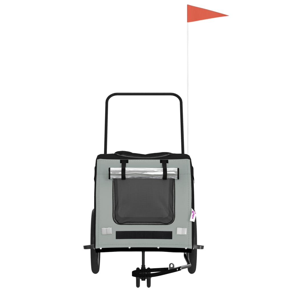 Glamorous Pups : vidaXL Pet Bike Trailer Black and Grey Oxford fabric, Iron, PVC Small