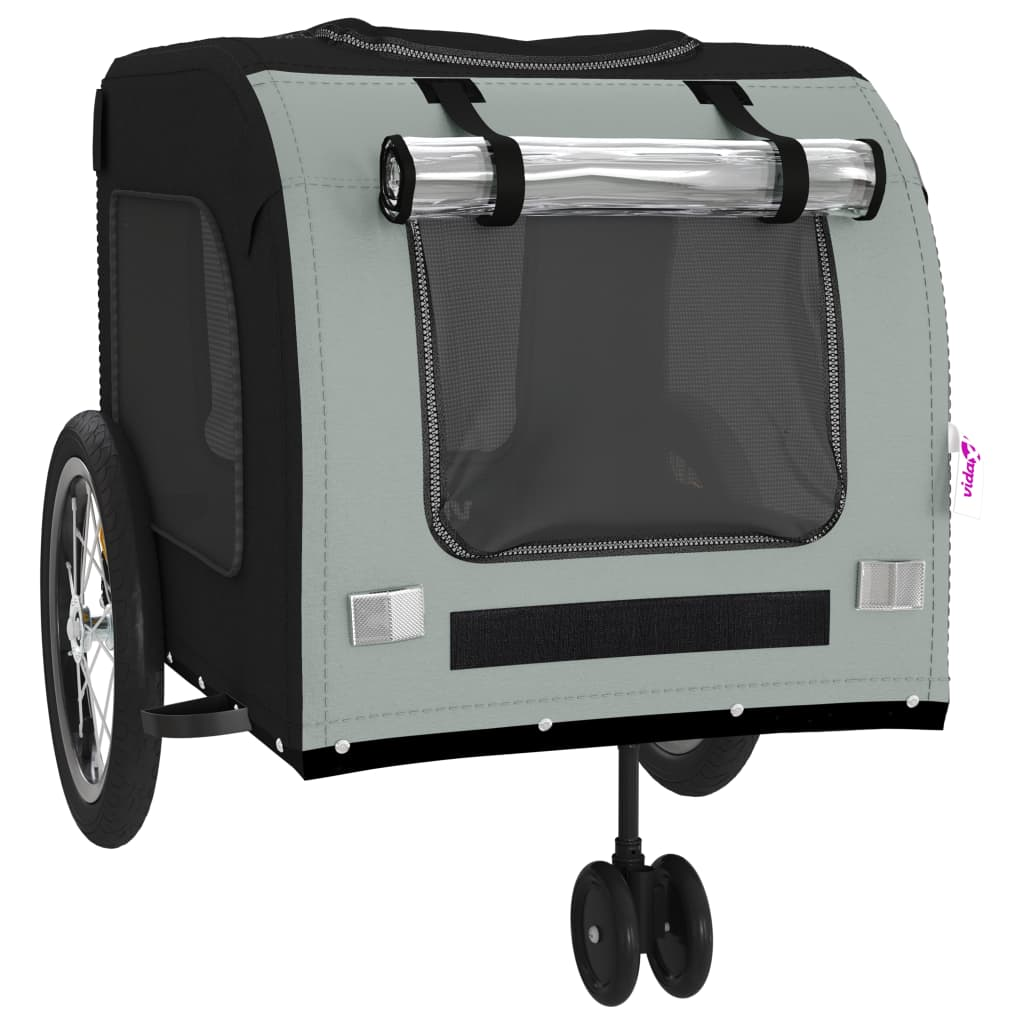 Glamorous Pups : vidaXL Pet Bike Trailer Black and Grey Oxford fabric, Iron, PVC Small