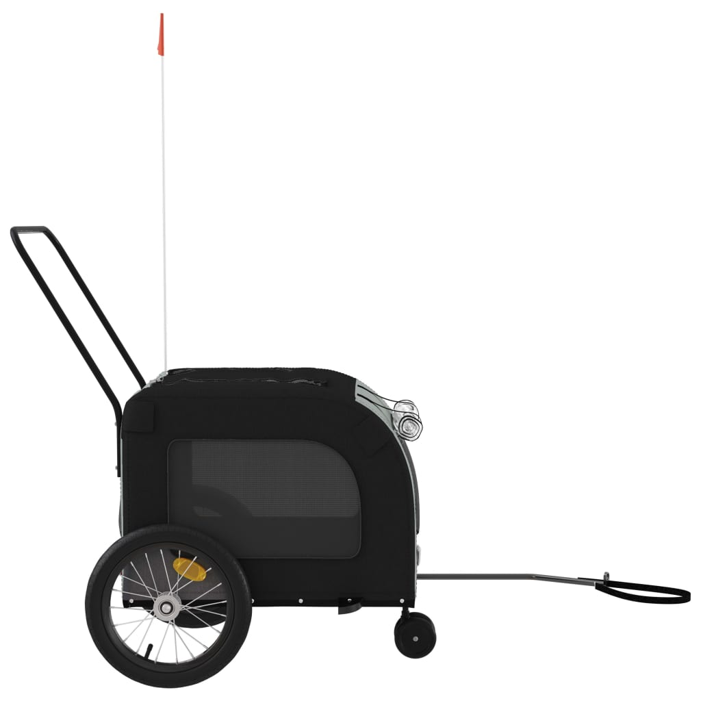 Glamorous Pups : vidaXL Pet Bike Trailer Black and Grey Oxford fabric, Iron, PVC Small