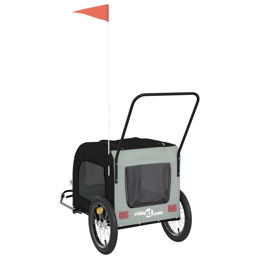 Glamorous Pups : vidaXL Pet Bike Trailer Black and Grey Oxford fabric, Iron, PVC Small