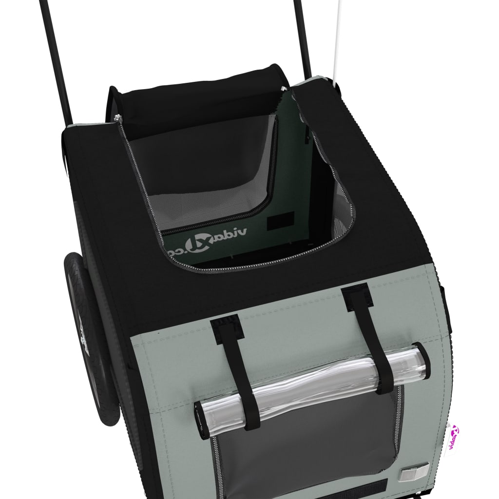 Glamorous Pups : vidaXL Pet Bike Trailer Black and Grey Oxford fabric, Iron, PVC Small
