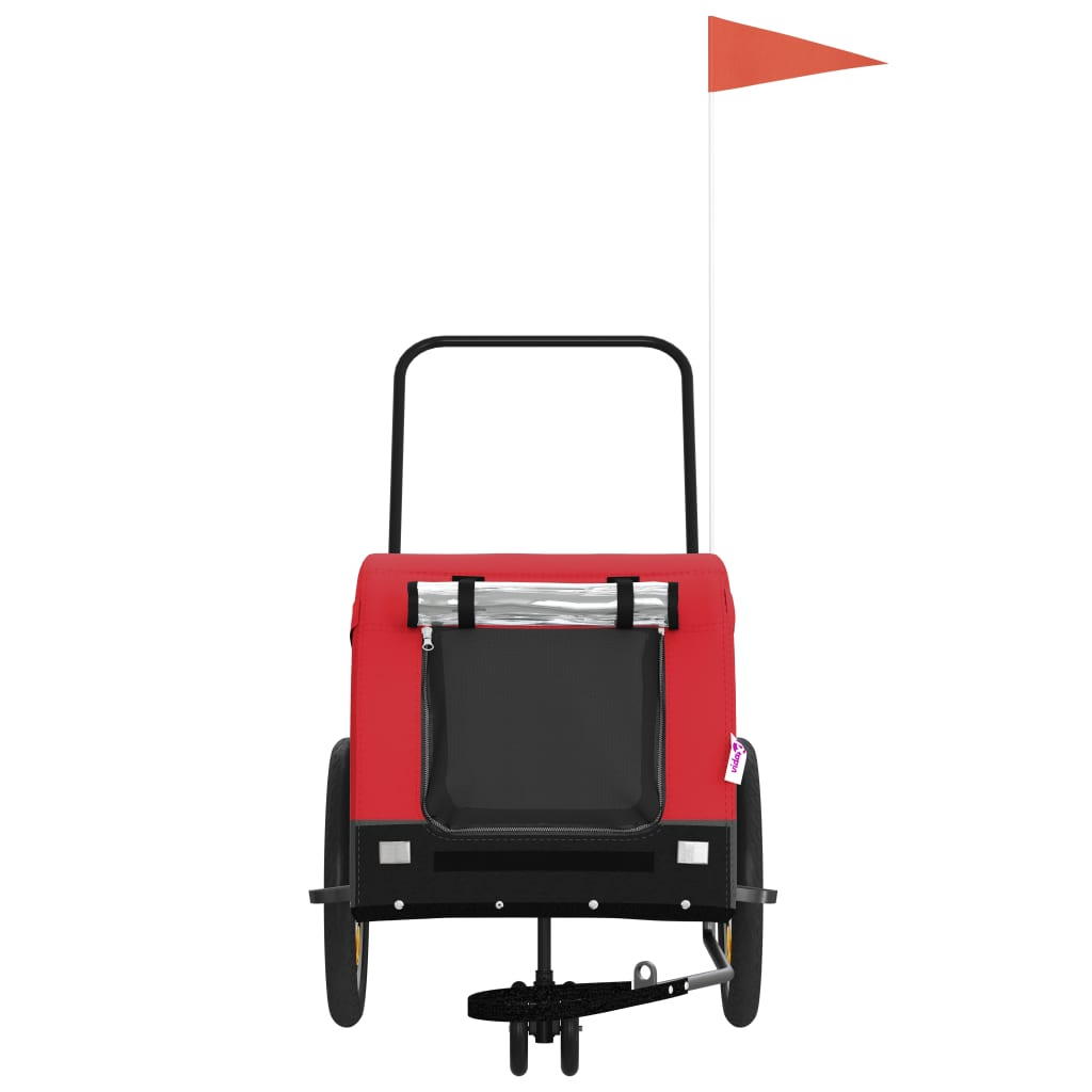 Glamorous Pups : vidaXL Pet Bike Trailer Red and black Oxford fabric, iron, PVC Medium
