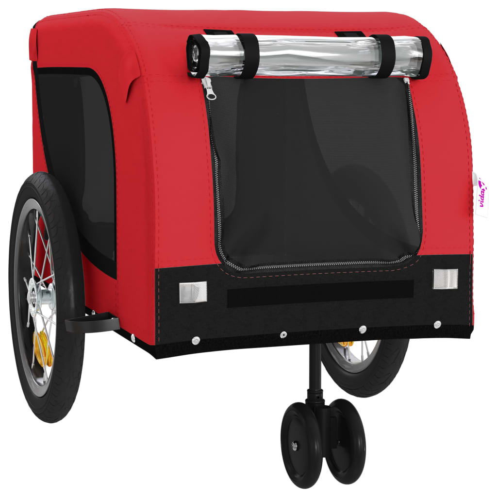 Glamorous Pups : vidaXL Pet Bike Trailer Red and black Oxford fabric, iron, PVC Medium