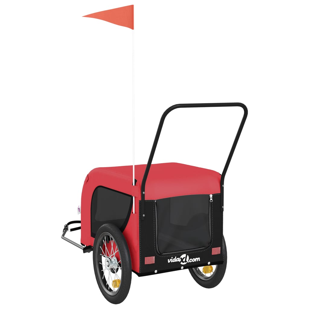 Glamorous Pups : vidaXL Pet Bike Trailer Red and black Oxford fabric, iron, PVC Medium