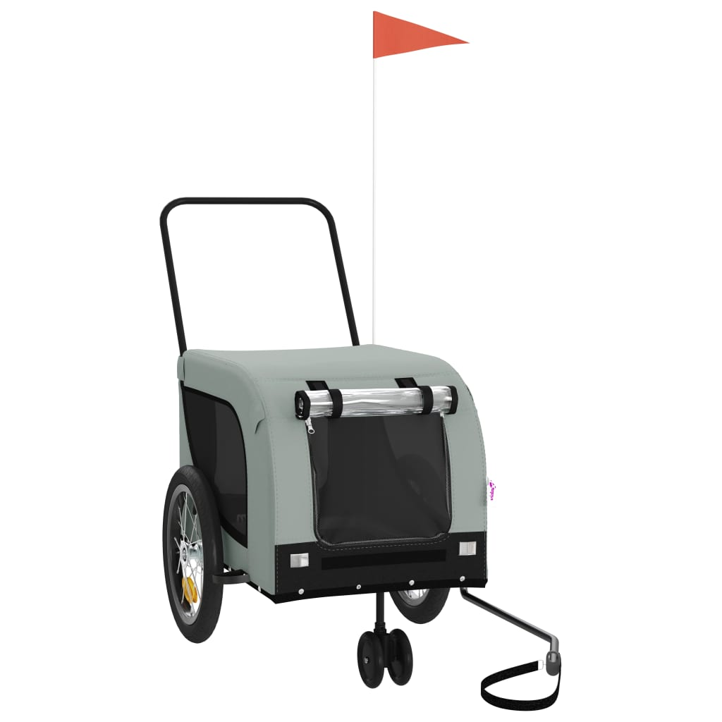Glamorous Pups : vidaXL Pet Bike Trailer Black and grey Oxford fabric Collapsible